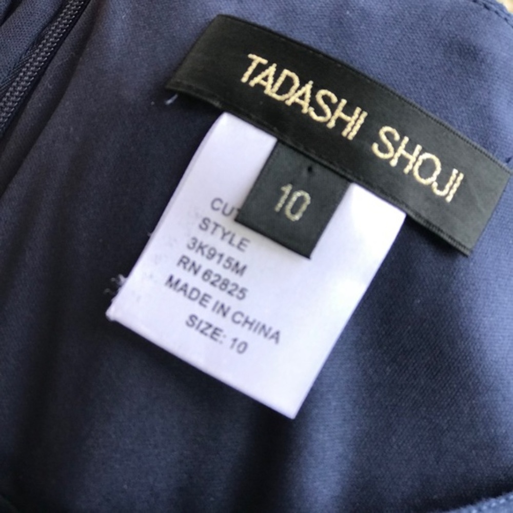 Tadashi Shoji Lace Bandage Dress Blue/Nude - Picture 8 of 8